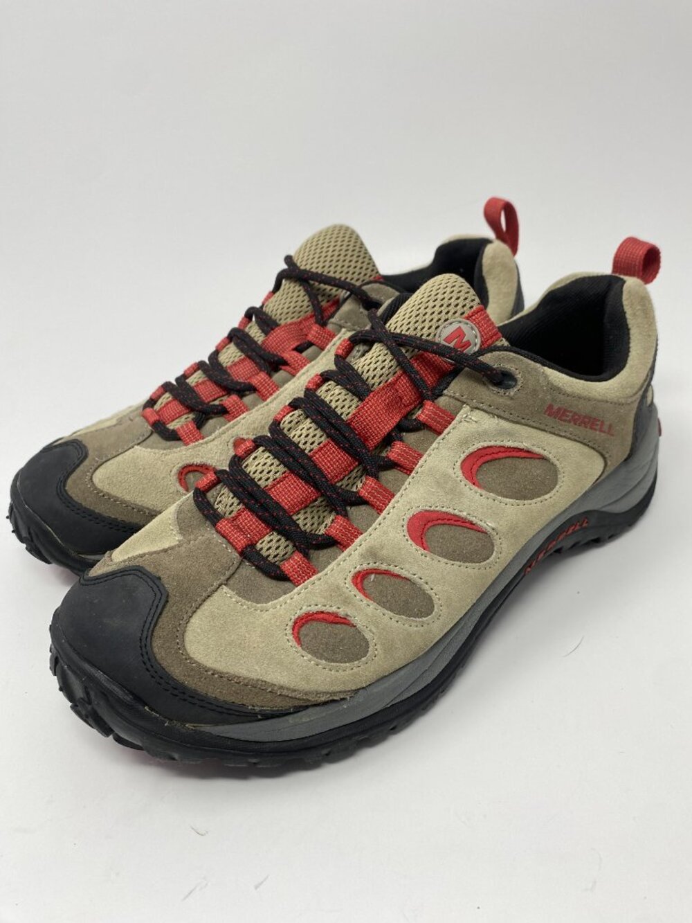 Merrell Hiking Boots Mens 9.5 Dark Taupe Rust Brown Suede Waterproof Radius Mid